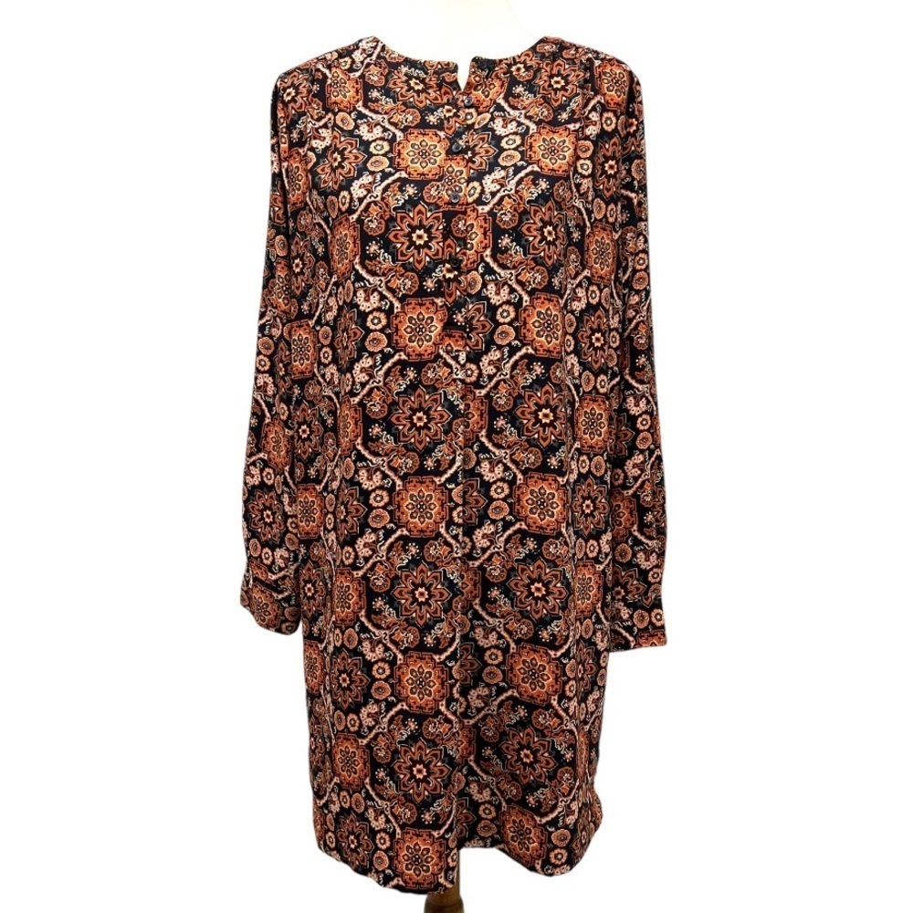 Loft Outlet Floral Long Tab Sleeve Shift Dress Womens Medium - Picture 12 of 12